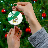 Nigeria Christmas Ceramic Ornament with Gingerbread Snowman Palm Tree and Tribal Mask Design - Wonder Print Shop