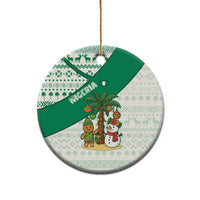 Nigeria Christmas Ceramic Ornament with Gingerbread Snowman Palm Tree and Tribal Mask Design - Wonder Print Shop