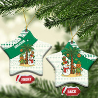 Nigeria Christmas Ceramic Ornament with Gingerbread Snowman Palm Tree and Tribal Mask Design - Wonder Print Shop