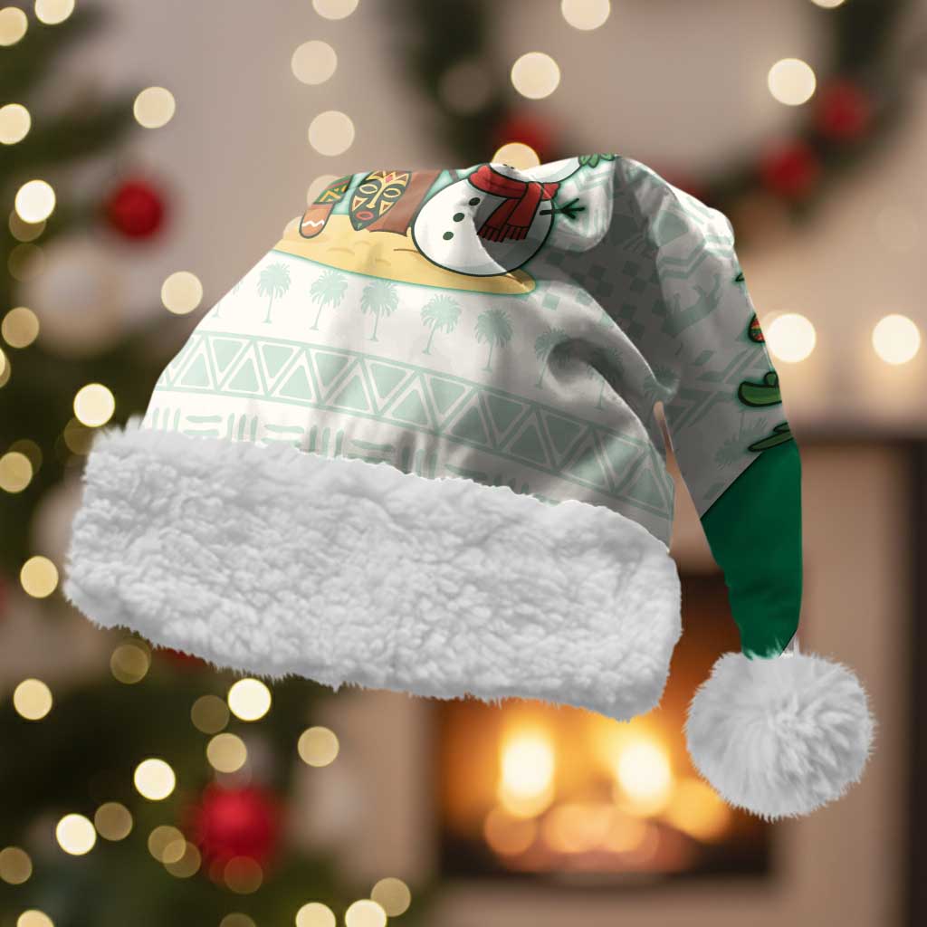 Nigeria Christmas Santa Hat with Gingerbread Snowman Palm Tree and Tribal Mask Design - Wonder Print Shop