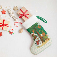 Nigeria Christmas Stocking with Gingerbread Snowman Palm Tree and Tribal Mask Design - Wonder Print Shop