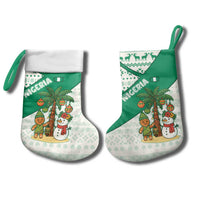 Nigeria Christmas Stocking with Gingerbread Snowman Palm Tree and Tribal Mask Design - Wonder Print Shop
