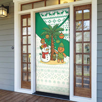 Nigeria Christmas Door Cover with Gingerbread Snowman Palm Tree and Tribal Mask Design - Wonder Print Shop