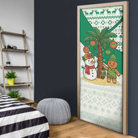 Nigeria Christmas Door Cover with Gingerbread Snowman Palm Tree and Tribal Mask Design - Wonder Print Shop