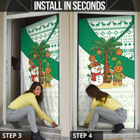 Nigeria Christmas Door Cover with Gingerbread Snowman Palm Tree and Tribal Mask Design - Wonder Print Shop