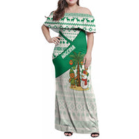 Nigeria Christmas Family Matching Off Shoulder Maxi Dress and Hawaiian Shirt with Gingerbread Snowman Palm Tree and Tribal Mask Design - Wonder Print Shop