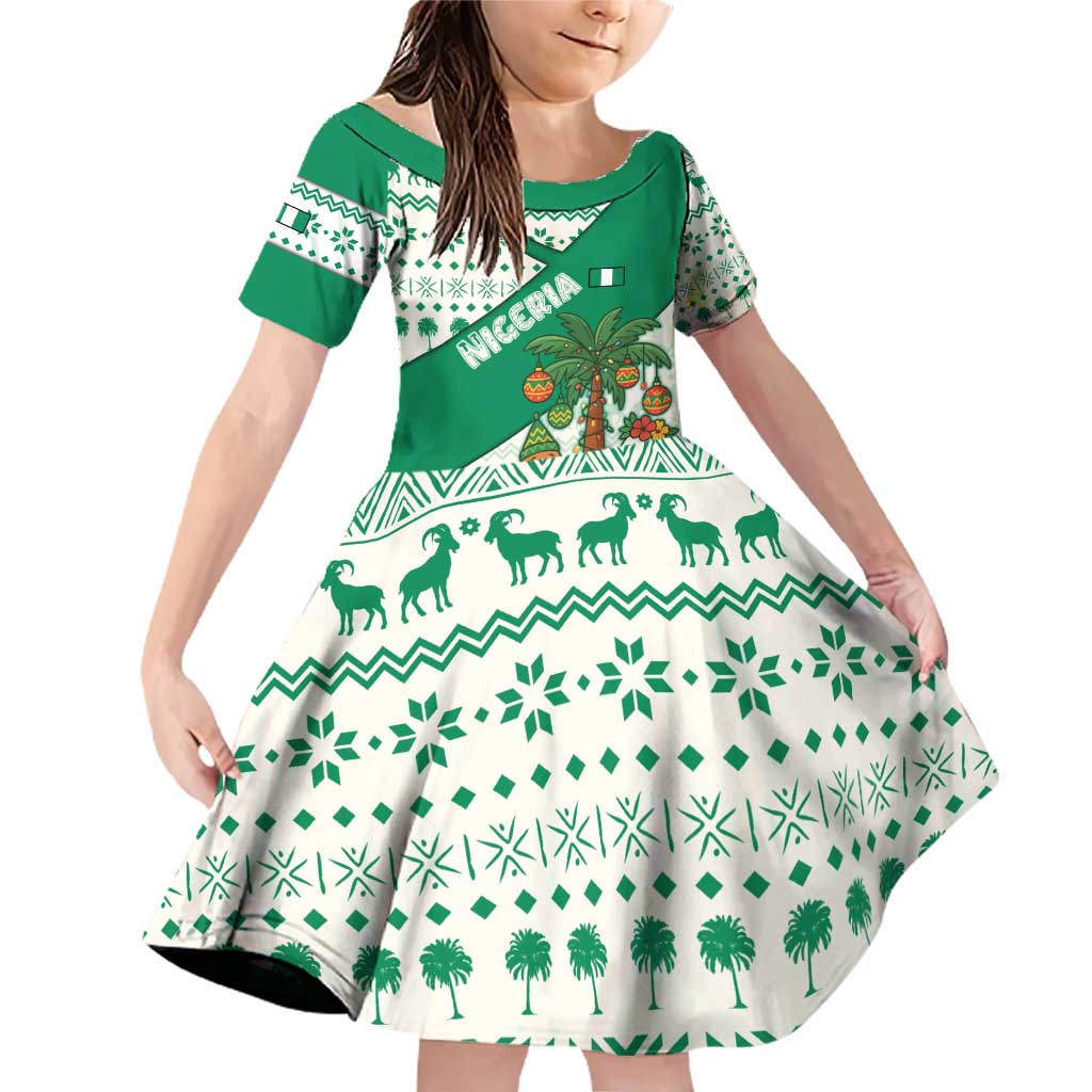 Nigeria Christmas Family Matching Off Shoulder Short Dress and Hawaiian Shirt with Gingerbread Snowman Palm Tree and Tribal Mask Design - Wonder Print Shop