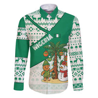 Nigeria Christmas Family Matching Puletasi and Hawaiian Shirt with Gingerbread Snowman Palm Tree and Tribal Mask Design - Wonder Print Shop