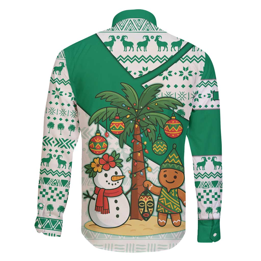 Nigeria Christmas Family Matching Puletasi and Hawaiian Shirt with Gingerbread Snowman Palm Tree and Tribal Mask Design - Wonder Print Shop