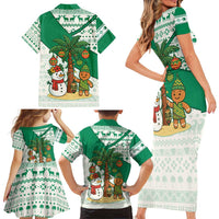 Nigeria Christmas Family Matching Short Sleeve Bodycon Dress and Hawaiian Shirt with Gingerbread Snowman Palm Tree and Tribal Mask Design - Wonder Print Shop