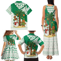 Nigeria Christmas Family Matching Tank Maxi Dress and Hawaiian Shirt with Gingerbread Snowman Palm Tree and Tribal Mask Design - Wonder Print Shop