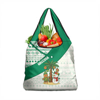 Nigeria Christmas Grocery Bag with Gingerbread Snowman Palm Tree and Tribal Mask Design - Wonder Print Shop