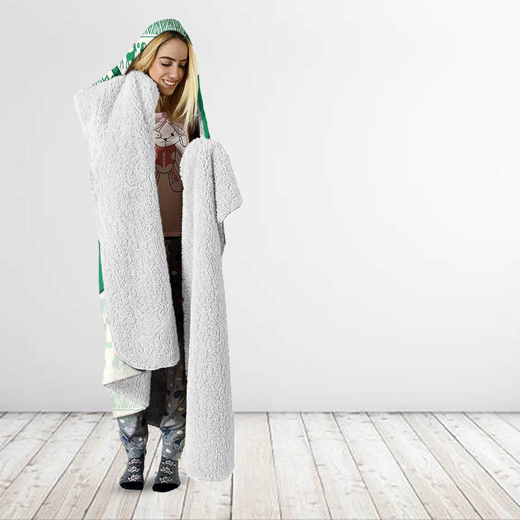 Nigeria Christmas Hooded Blanket with Gingerbread Snowman Palm Tree and Tribal Mask Design - Wonder Print Shop