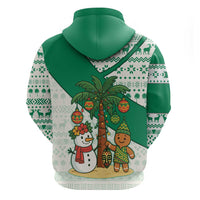 Nigeria Christmas Hoodie with Gingerbread Snowman Palm Tree and Tribal Mask Design - Wonder Print Shop