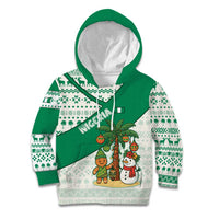 Nigeria Christmas Kid Hoodie with Gingerbread Snowman Palm Tree and Tribal Mask Design - Wonder Print Shop