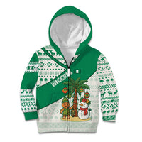 Nigeria Christmas Kid Hoodie with Gingerbread Snowman Palm Tree and Tribal Mask Design - Wonder Print Shop