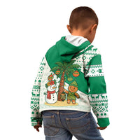 Nigeria Christmas Kid Hoodie with Gingerbread Snowman Palm Tree and Tribal Mask Design - Wonder Print Shop