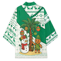 Nigeria Christmas Kimono with Gingerbread Snowman Palm Tree and Tribal Mask Design - Wonder Print Shop