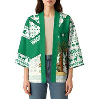 Nigeria Christmas Kimono with Gingerbread Snowman Palm Tree and Tribal Mask Design - Wonder Print Shop