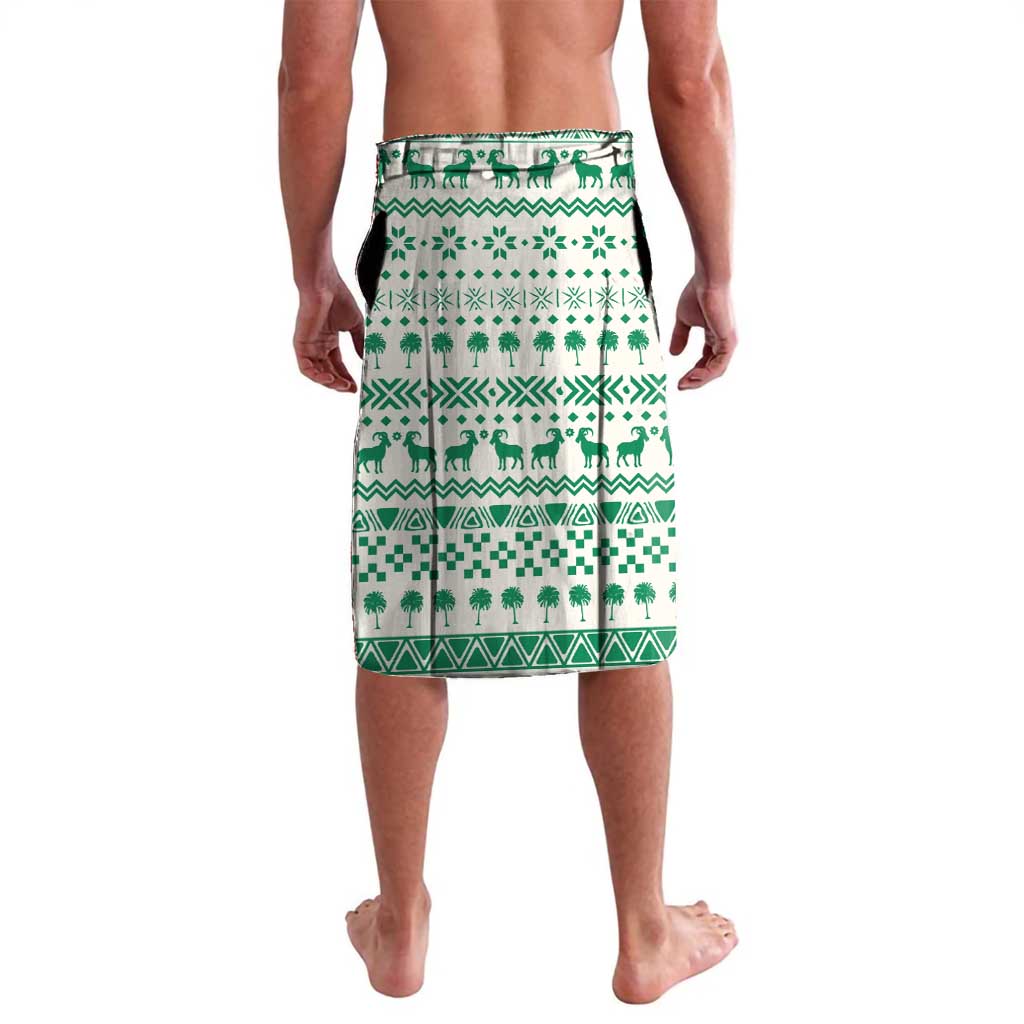 Nigeria Christmas Lavalava with Gingerbread Snowman Palm Tree and Tribal Mask Design - Wonder Print Shop