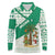 Nigeria Christmas Long Sleeve Polo Shirt with Gingerbread Snowman Palm Tree and Tribal Mask Design - Wonder Print Shop