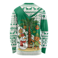 Nigeria Christmas Long Sleeve Shirt with Gingerbread Snowman Palm Tree and Tribal Mask Design - Wonder Print Shop