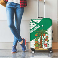 Nigeria Christmas Luggage Cover with Gingerbread Snowman Palm Tree and Tribal Mask Design - Wonder Print Shop