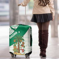 Nigeria Christmas Luggage Cover with Gingerbread Snowman Palm Tree and Tribal Mask Design - Wonder Print Shop