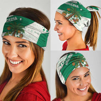 Nigeria Christmas Neck Gaiter with Gingerbread Snowman Palm Tree and Tribal Mask Design - Wonder Print Shop