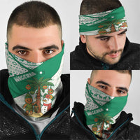 Nigeria Christmas Neck Gaiter with Gingerbread Snowman Palm Tree and Tribal Mask Design - Wonder Print Shop