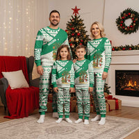Nigeria Christmas Pajama Set with Gingerbread Snowman Palm Tree and Tribal Mask Design - Wonder Print Shop