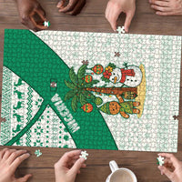 Nigeria Christmas Puzzle with Gingerbread Snowman Palm Tree and Tribal Mask Design - Wonder Print Shop