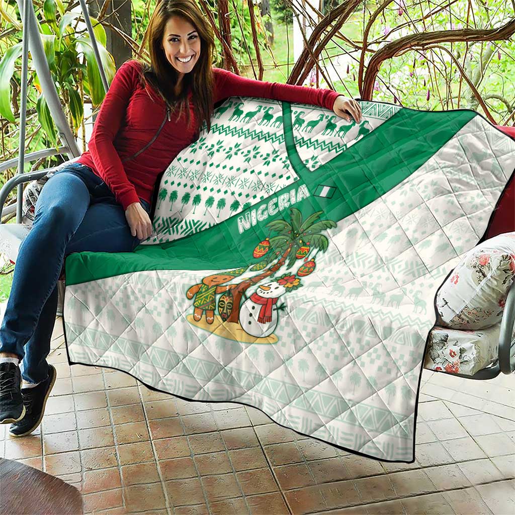 Nigeria Christmas Quilt with Gingerbread Snowman Palm Tree and Tribal Mask Design - Wonder Print Shop