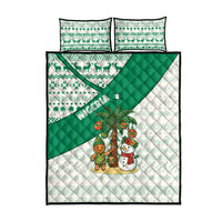 Nigeria Christmas Quilt Bed Set with Gingerbread Snowman Palm Tree and Tribal Mask Design - Wonder Print Shop