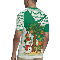 Nigeria Christmas Rugby Jersey with Gingerbread Snowman Palm Tree and Tribal Mask Design - Wonder Print Shop