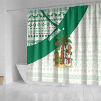 Nigeria Christmas Shower Curtain with Gingerbread Snowman Palm Tree and Tribal Mask Design - Wonder Print Shop
