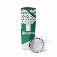 Nigeria Christmas Skinny Tumbler with Gingerbread Snowman Palm Tree and Tribal Mask Design - Wonder Print Shop