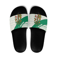 Nigeria Christmas Slide Sandals with Gingerbread Snowman Palm Tree and Tribal Mask Design - Wonder Print Shop