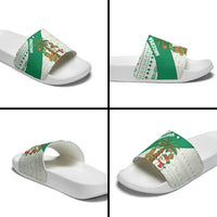 Nigeria Christmas Slide Sandals with Gingerbread Snowman Palm Tree and Tribal Mask Design - Wonder Print Shop
