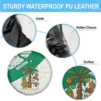 Nigeria Christmas Spare Tire Cover with Gingerbread Snowman Palm Tree and Tribal Mask Design - Wonder Print Shop