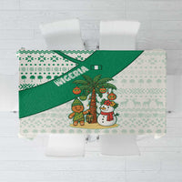 Nigeria Christmas Tablecloth with Gingerbread Snowman Palm Tree and Tribal Mask Design - Wonder Print Shop