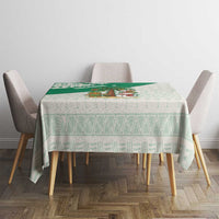 Nigeria Christmas Tablecloth with Gingerbread Snowman Palm Tree and Tribal Mask Design - Wonder Print Shop
