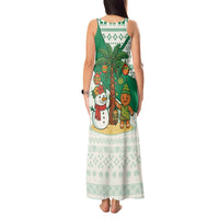 Nigeria Christmas Tank Maxi Dress with Gingerbread Snowman Palm Tree and Tribal Mask Design - Wonder Print Shop