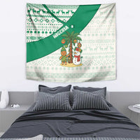Nigeria Christmas Tapestry with Gingerbread Snowman Palm Tree and Tribal Mask Design - Wonder Print Shop
