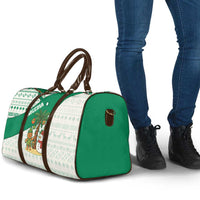 Nigeria Christmas Travel Bag with Gingerbread Snowman Palm Tree and Tribal Mask Design - Wonder Print Shop