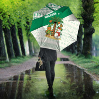 Nigeria Christmas Umbrella with Gingerbread Snowman Palm Tree and Tribal Mask Design - Wonder Print Shop