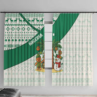 Nigeria Christmas Window Curtain with Gingerbread Snowman Palm Tree and Tribal Mask Design - Wonder Print Shop