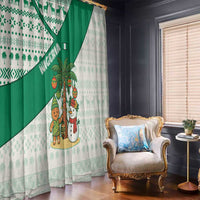 Nigeria Christmas Window Curtain with Gingerbread Snowman Palm Tree and Tribal Mask Design - Wonder Print Shop
