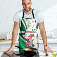 Nigeria Christmas Apron with Pink Flamingo Tropical Leaves and Festive Lights Design - Wonder Print Shop