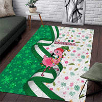 Nigeria Christmas Area Rug with Pink Flamingo Tropical Leaves and Festive Lights Design - Wonder Print Shop